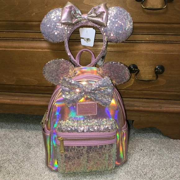 Loungefly Pink EARidescent Loungefly with Minnie Mouse Ears - Picture 12 of 13